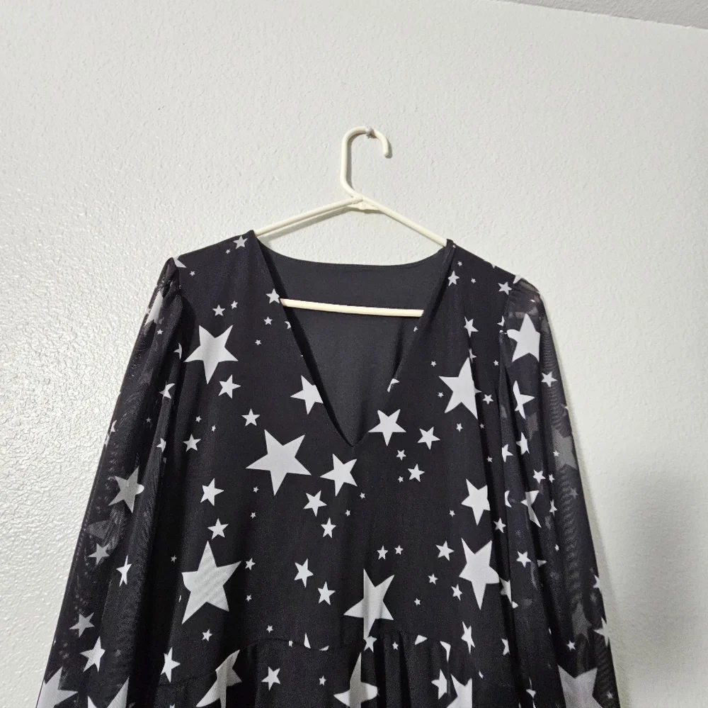 Black Milk Starry Print Dress Sz L - Picture 2 of 4